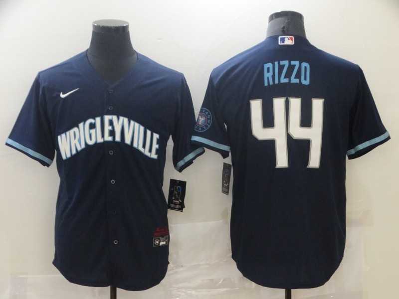 Cubs 44 Wrigleyville Rizzo Navy 2021 City Connect Cool Base Jersey,We sell and wholesale Cubs 44 Wrigleyville Rizzo Navy 2021 City Connect Cool Base Jersey on line form chian!